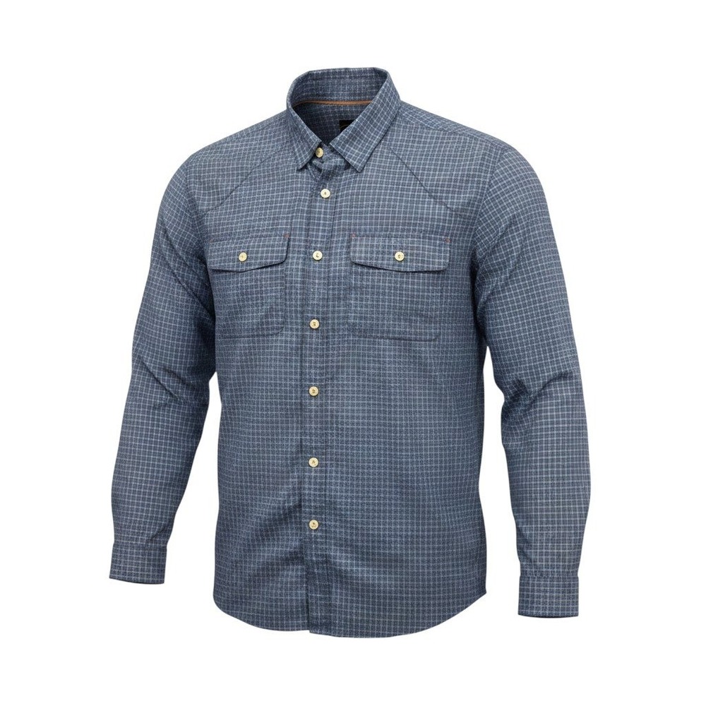 Orvis‎ Mens Blue Plaid Roll Tab Sleeve Western Yoke Button Down Shirt Size L